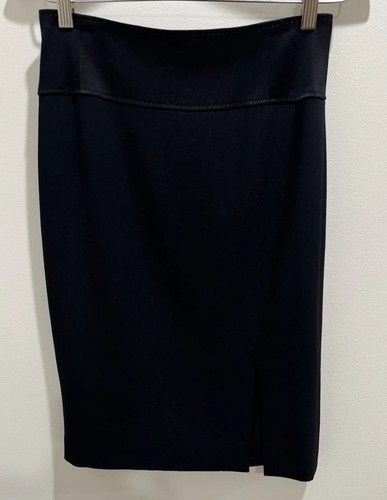 Escada Black Crepe Pencil Skirt With Satin Waist. Fully Lined Size 36