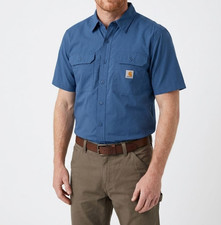 Carhartt Men's Short-Sleeve Button-Down Work Shirt, Blue