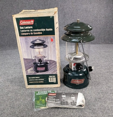 #ad Vintage Model 288A700T Coleman Double Mantle Adjustable Gas Lantern Color Green $39.99