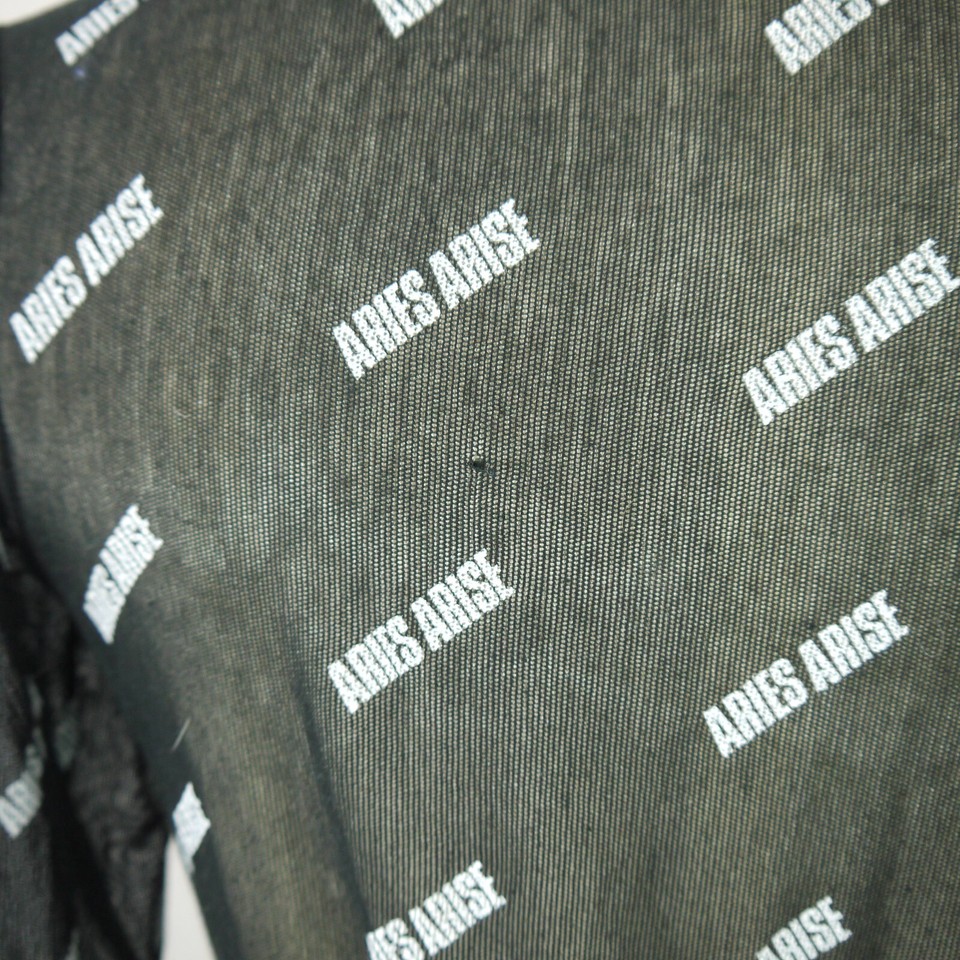 Aries Arise Mesh Top Black Monogram Print Sheer Long Sleeve Size 2 / S