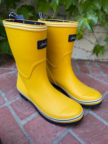 New Joules Rain Boots Mid Calf Coastal Gold Yellow Size US: 10 UK: 8 Brand New - Picture 7 of 7