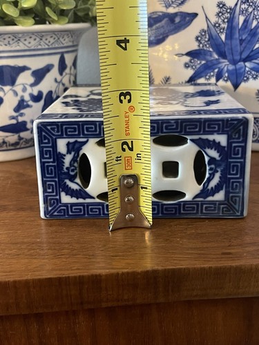 Chinesisches Porzellan Opium Kissen blau weiß Foo Hund Qing signiert - Bild 8 von 10