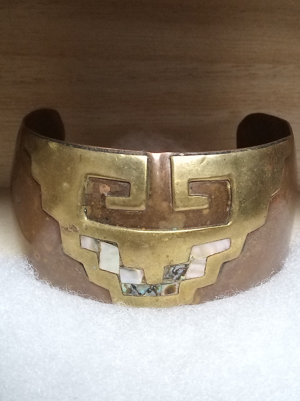 Big Solid Copper Open Cuff With Some Brass Art An… - image 6