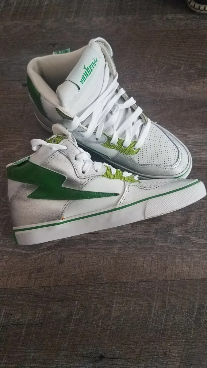 PUNKROSE SNEAKERS MID TOP LEATHER WOMEN SIZE 7 SHOES WHITE GREEN