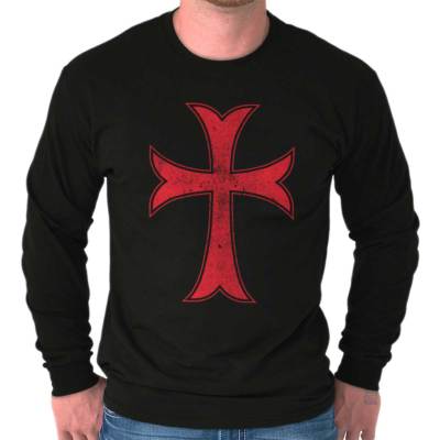 Christian Faith Medieval Knights Brave Cross Long Sleeve Tshirt for Men or Women