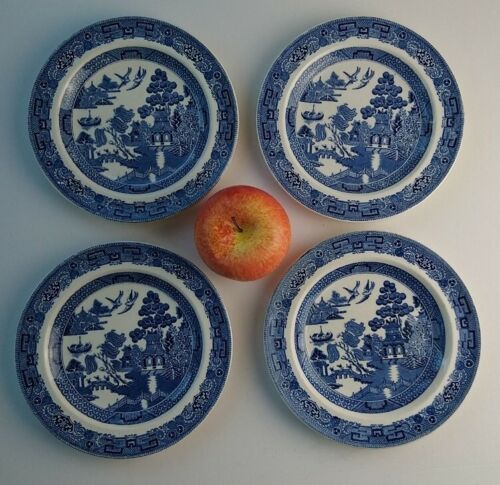 Wedgwood Etruria Willow Blue and White Small Plate 18cm wide Set of 4  - Afbeelding 1 van 14