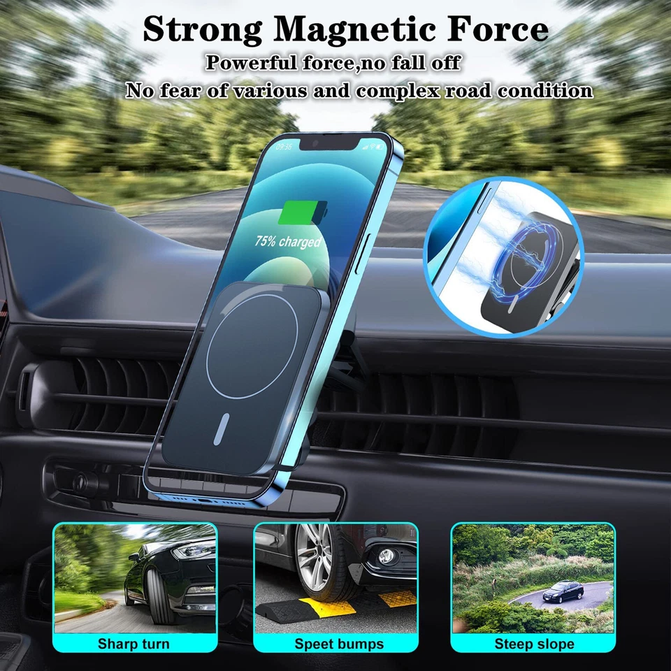 15W Wireless Magnetic Charger Car Mount Holder for iPhone 13 14 15 16 17 Pro Max - Image 4 of 4