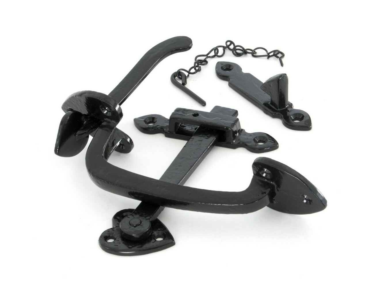 From The Anvil Black Cast Thumblatch Set with Chain - Image 2