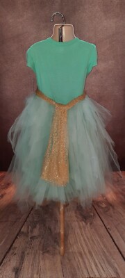 Green Frog Princess Dress  Play Party Dress-Up Handmade, Upcycled Size 5