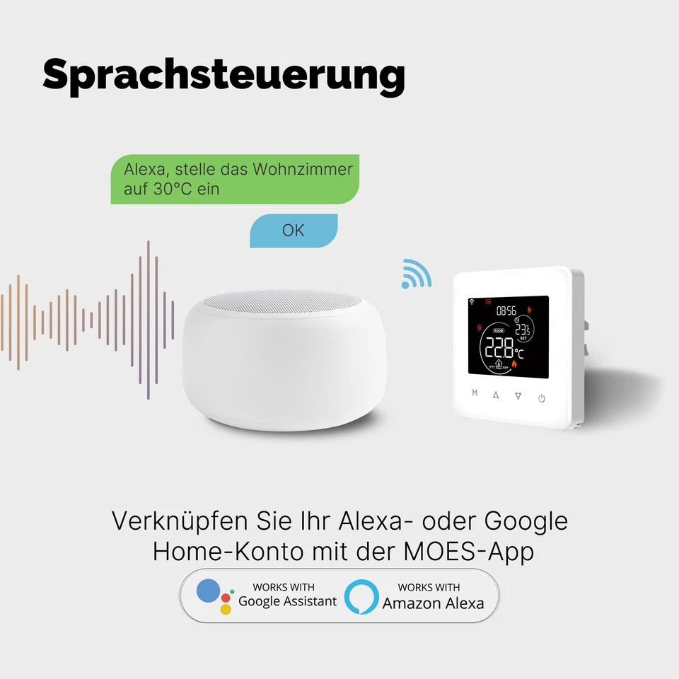 MOES Smart WLAN Touch Raumthermostat Fußbodenheizung Wasser Boiler Alexa Google - Bild 4 von 4