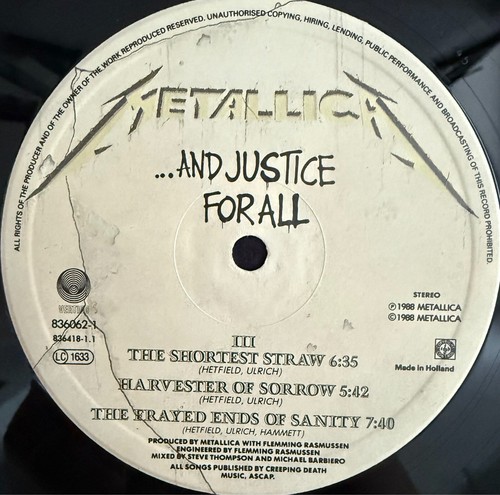 METALLICA - And Justice For All- USED LP VINYL - 1988 EUROPE PRESS - VG+/VG+ - Picture 10 of 15