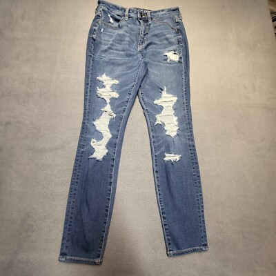 American Eagle Jeans Womens 6 Blue High Rise Jegging Distressed Stretch Denim