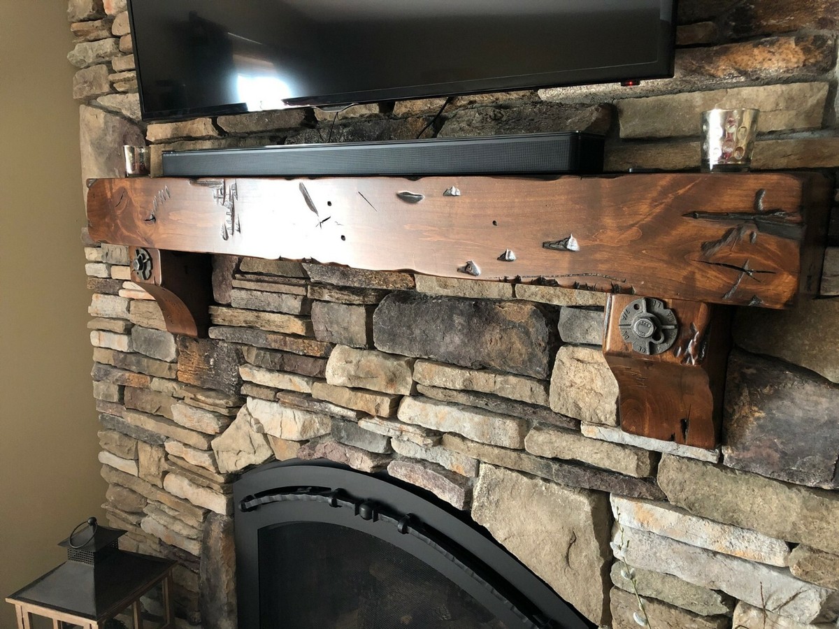 Fireplace Mantel Floating Shelf Knotty Alder 35 Stain Choices With Antique  Bolts | eBay