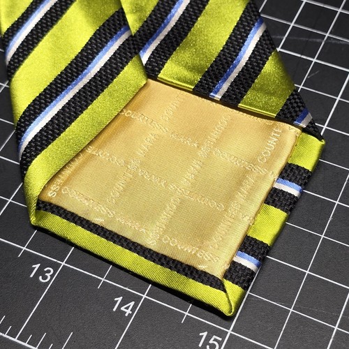 Countess Mara Mens Tie 100% SILK Striped Green White Black Blue 59"x3.75" REPP - 第 7/11 張圖片