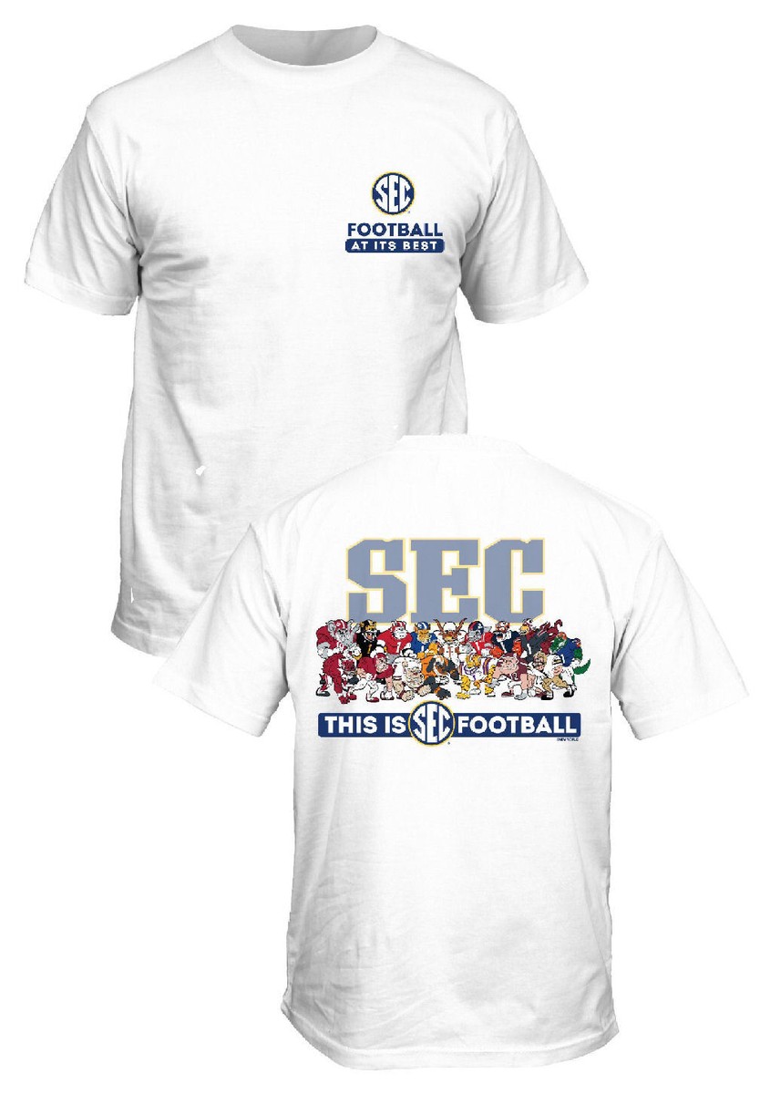 SEC Men’s Mascot Illustrations White 2-Sided Short Sleeve T Shirt