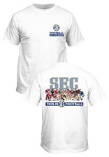 SEC Men&rsquo;s Mascot Illustrations White 2-Sided Short Sleeve T Shirt