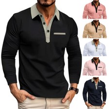 Men's Long Sleeve Slim Fit Polo Shirts Summer Shirts Casual Golf Shirt