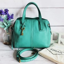 Image of New! Fossil Crossbody Shoulder Grab Bag Medium Emma Teal Green Leather RRP £179