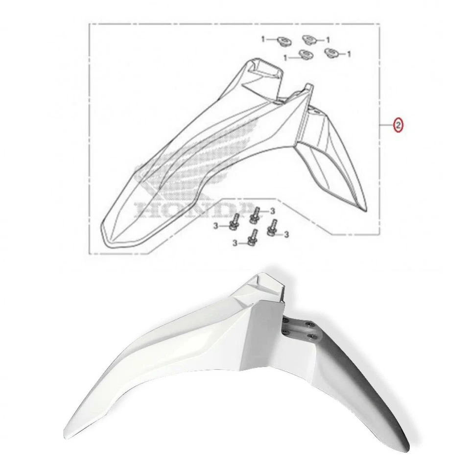 Guardabarros delantero HONDA CRF CRF250L CRF250M 2012-2016 CARENADO BLANCO Foto 3 de 4