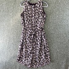 Banana Republic Dress Women 8 Burgundy Pink Hidden Placket Shirt Belted EUC