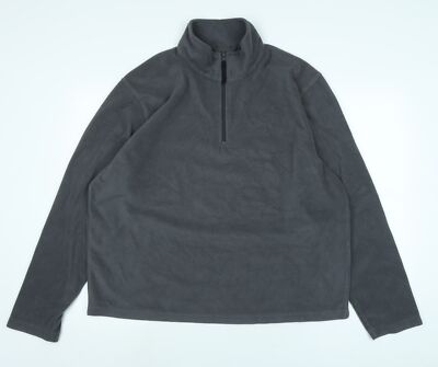 rega Herren Henley Pullover grau Stehkragen Polyester Größe XL Langarm - Logo