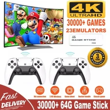 4K HDMI TV Game Stick Built-in 64GB 30000+ Video Games Console Wireless Gamepad