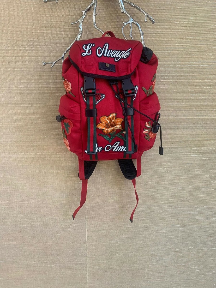 Par Amour Gucci Red Backpack Gucci Techpack Backpack Embroidered