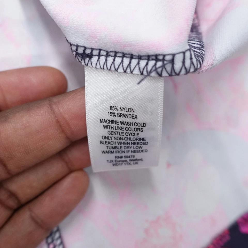 Minifalda acampanada para mujer Cynthia Rowley rosa mediana floral nailon elástica plisada Foto 4 de 4