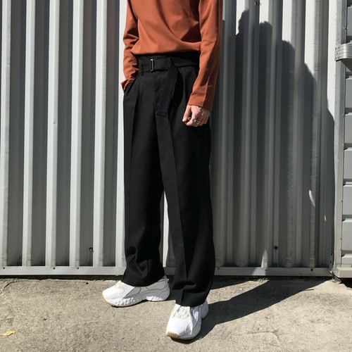 Mens Trousers Loose Fit High Waist Wide 