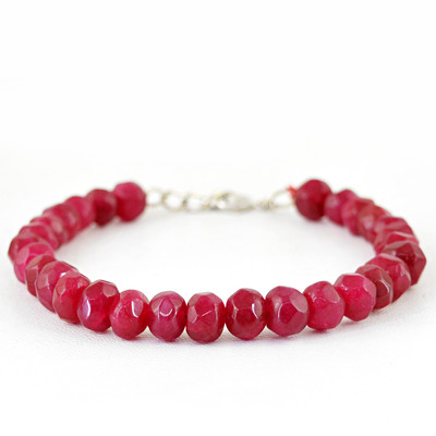 132.45 CTS EARTH MINED ENHANCED RUBY ROUND SHAPED FACETED BEADS BRACELET (RS)
