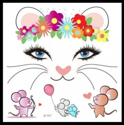 Maus Gesicht Temporäre Tattoos UK Kinder Mädchen Fake Körper Tattoo Transfers Spielzeug  