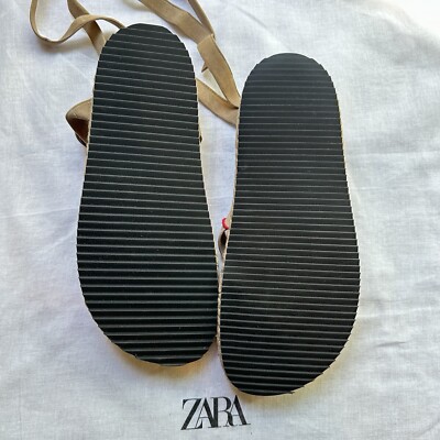 New Zara $169 Leather Lace Up Rope Sandals LC-P B SRPLS 1930/510