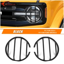 Front Headlight Lamp Cover Trim Bezels Accessories For Ford Bronco 2021+ Black