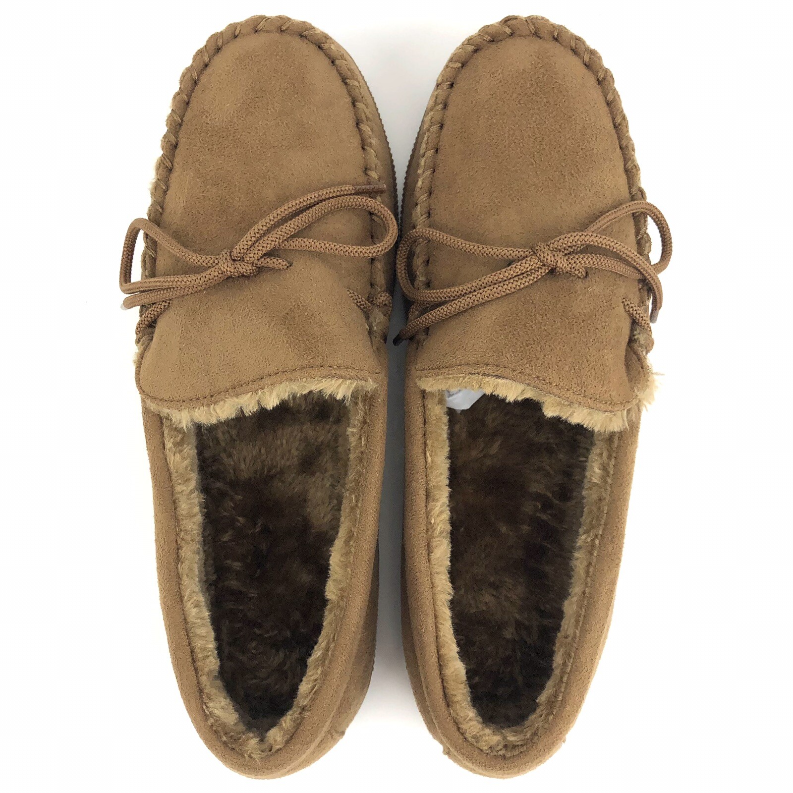 SAOLA Ciabatte Oxford & Finch uomo taglia 11 hickory marrone pelliccia sintetica suola gomma mocassino