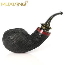 Sandblasted Briar Freehand Pipe Handmade Woodden Tobacco Smoking Pipe Bent Stem