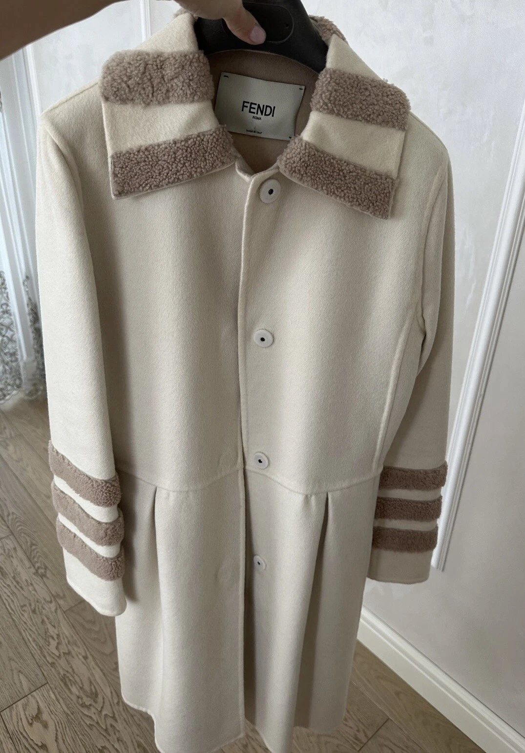 Splendido cappotto di lana beige Fendi 3k taglia 36 S