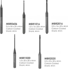 Zirconia Milling Burs - Carbon Coated - Roland CAD/CAM - 5 Sizes