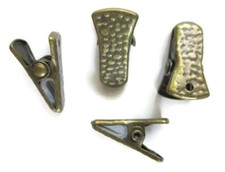 10 Metal Bulldog Clips: ID Badge Holders Lanyards Jewelry, Alligator Grip -BRASS