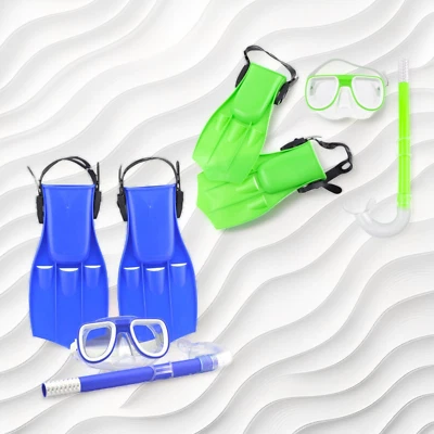 HAPPYHOURHERO Kinder Tauch - Komplettset | Schnorchel | Taucherbrille | Flossen