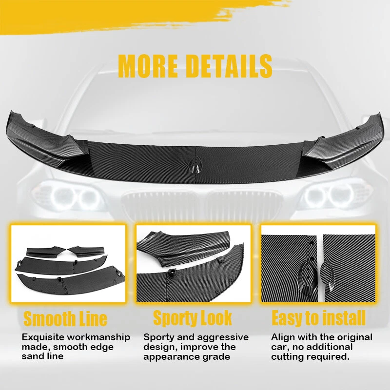 Front Bumper Spoiler Lip For 11-2016 BMW F10 535i 528i 550i M Sport Carbon Fiber - Image 4 of 4