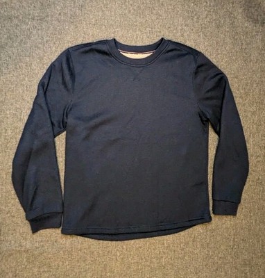 BC Clothing Co Heritage Blue Sherpa Lined Long Sleeve Waffle Knit Shirt Medium 