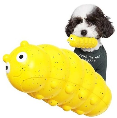 Size BouncyLarva Squeaky Dog Toy for Medium/Dogs Breed Chubby yellow Large