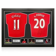 Ryan Giggs & Robin Van Persie Signed Man United 2013-14 Shirts. Dual Frame