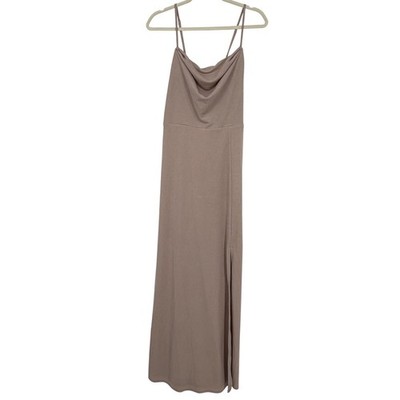 birdy grey ash dress Ash Cowl Neck Bridesmaid Dress with Slit in Crepe Dusty Rose