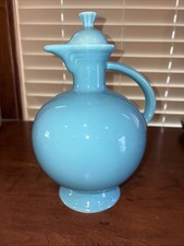 1936-1946 Vintage Early FIESTA Carafe With Cork Top  Original Turquoise Glaze