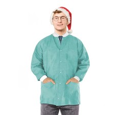 Teal Disposable Lab Jackets SMS 3 Pockets Snaps Front 100 Count X-Large 32 in