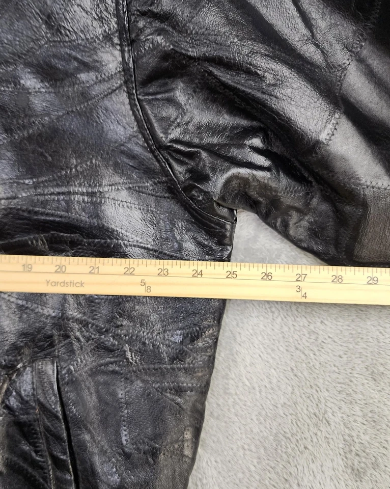 Jaqueta masculina design pedra italiana XL preta couro genuíno bombardeiro com zíper Navarra - Imagem 4 de 4