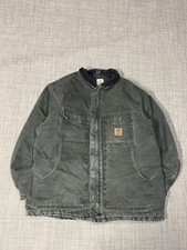 VTG Carhartt C26 MOS Jacket Green Canvas Lined Workwear Collar Size XL