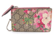 GUCCI GG Blooms Key Pouch Pink GG Supreme Canvas Made in Italy