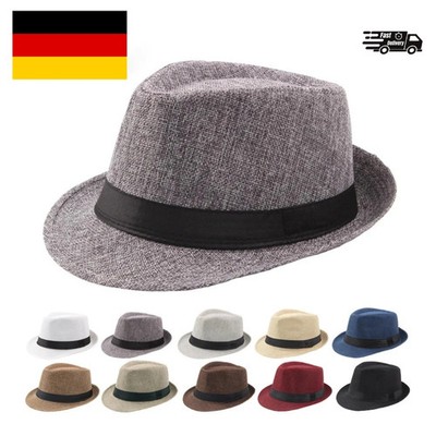 Straw Fedora Hat Wide Brim Panama Style Summer Sun Hat Men Women Beach